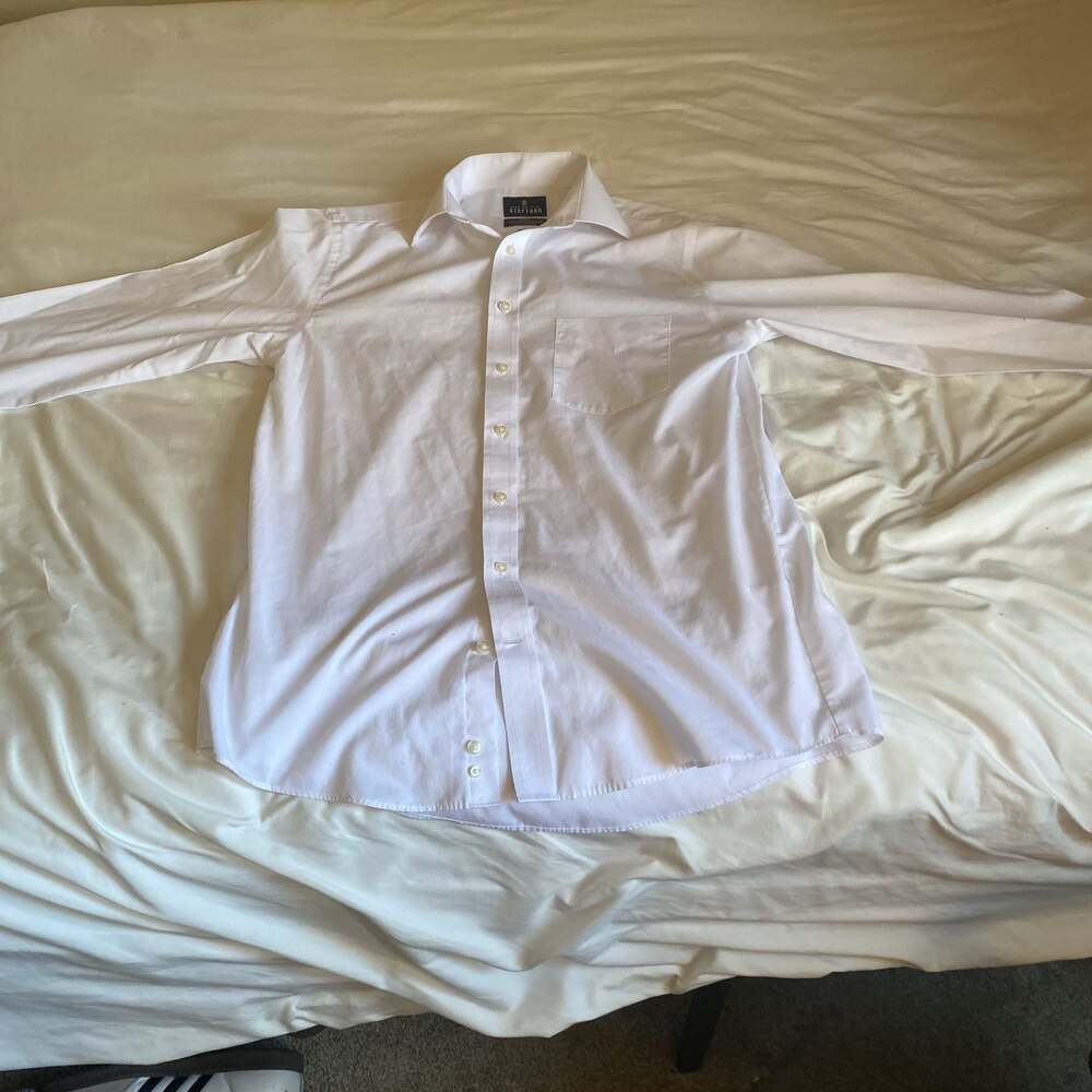 White Button-Up Long Sleeve Dress Shirt